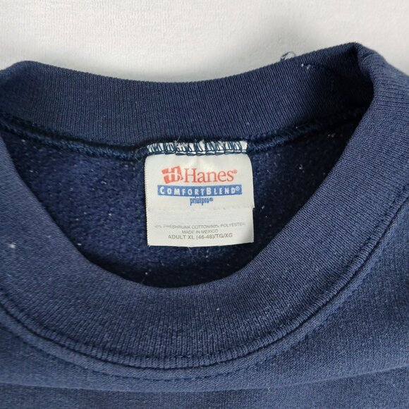 Vintage Y2K Leaves of Autumn Oak Maple Birch Graphic Blue Crewneck Sweatshirt - Picture 3 of 7